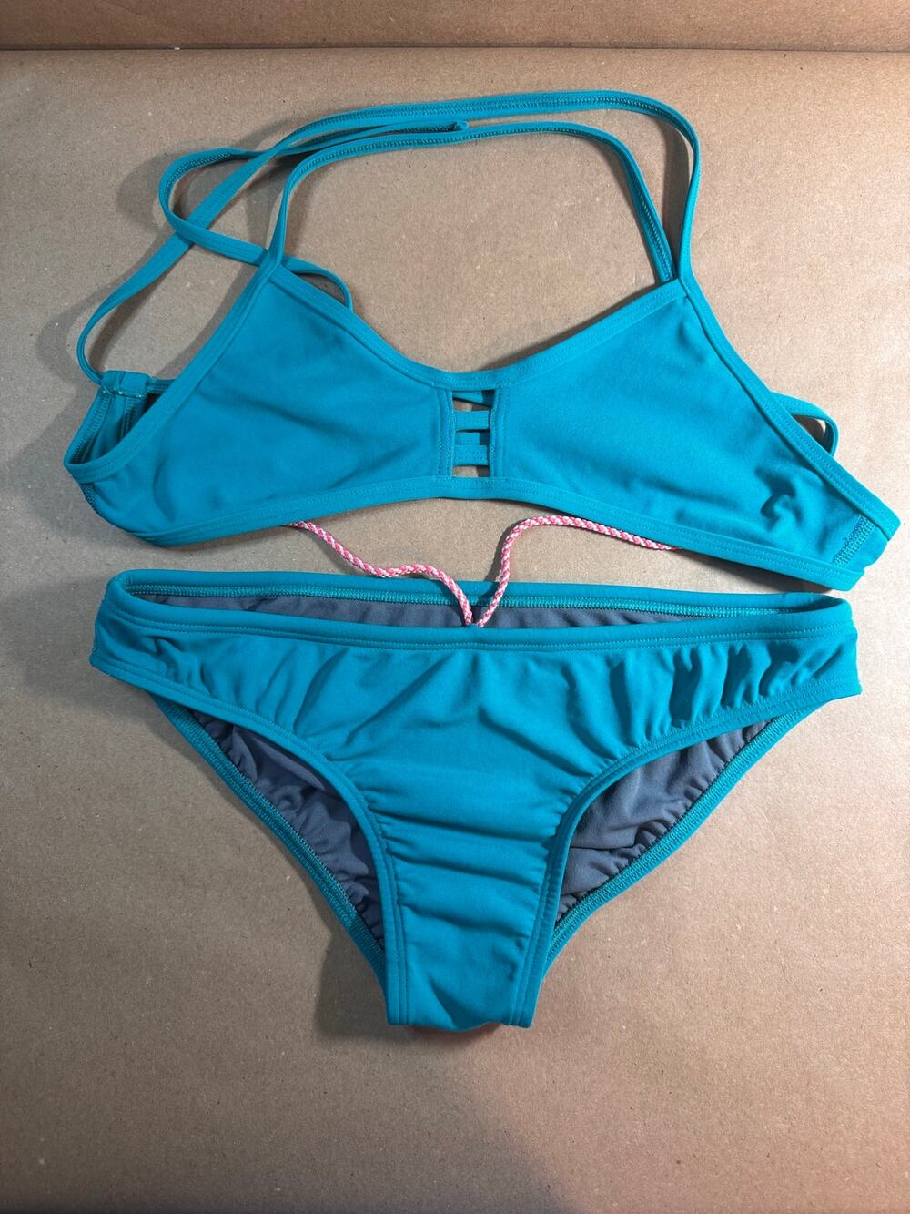 JOLYN Tomcat Top Andy Bottom Bikini Set Teal Blue Size Medium M